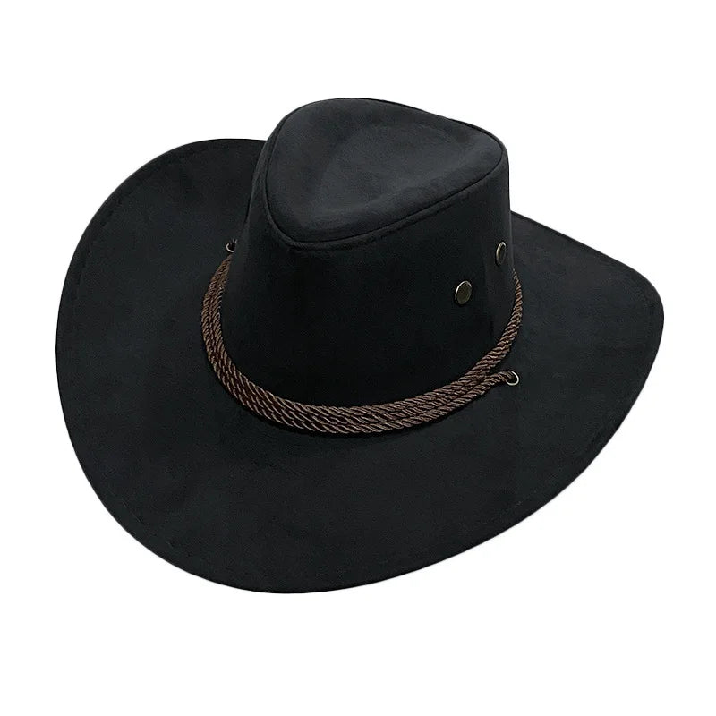 Wholesale price cowboy hat imitation leather cracked men and women rider hat кепка мужская fedora hat Panama rope accessories