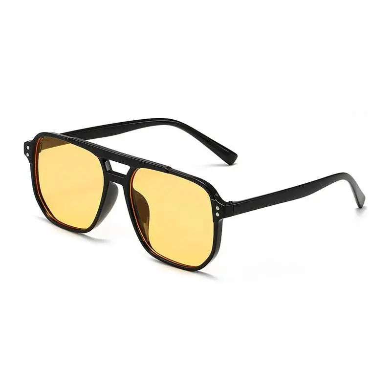 Classic Oversized Pilot Sunglasses Women Vintage Double Bridge Big Sun Shades Glasses Unisex Yellow Driving Eyewear UV400 Shades