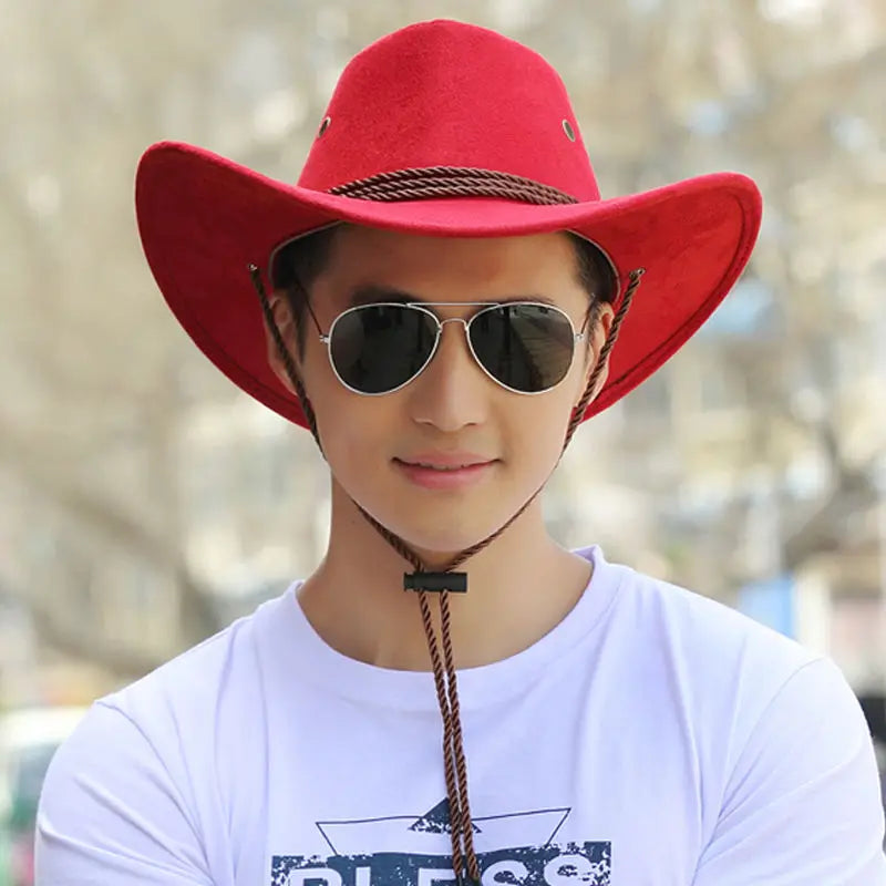 Wholesale price cowboy hat imitation leather cracked men and women rider hat кепка мужская fedora hat Panama rope accessories