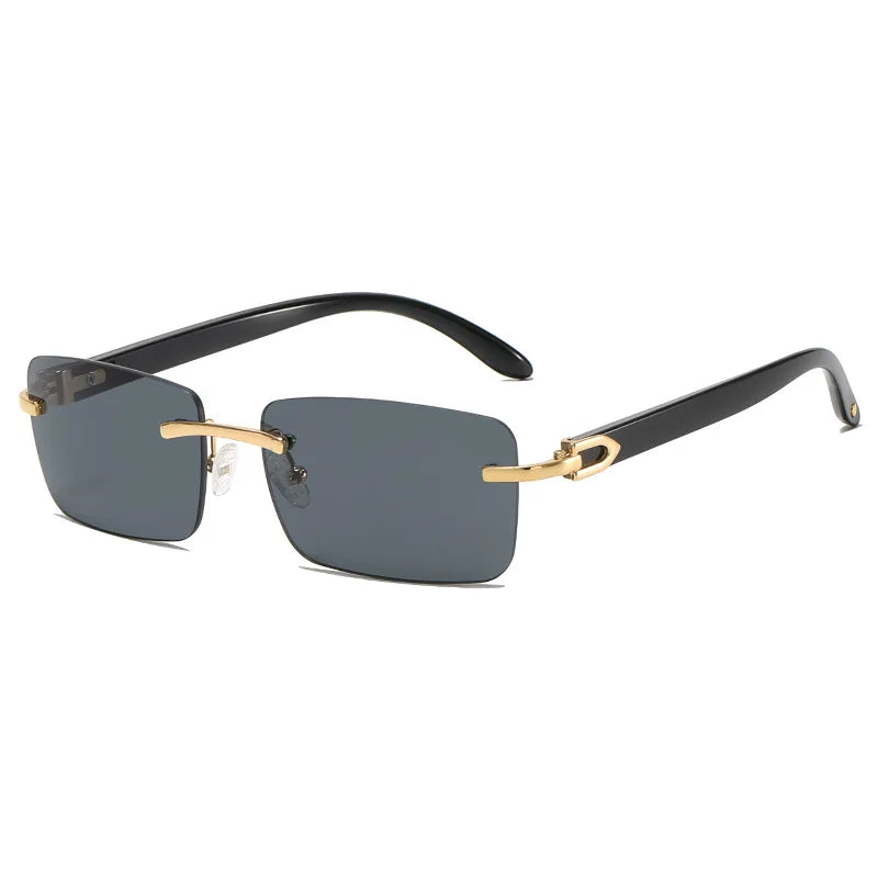 2024 New square rimless sunglasses Fashion cut edge men's glasses Jelly coloured women's sunglasses Fashion clothing Street beat