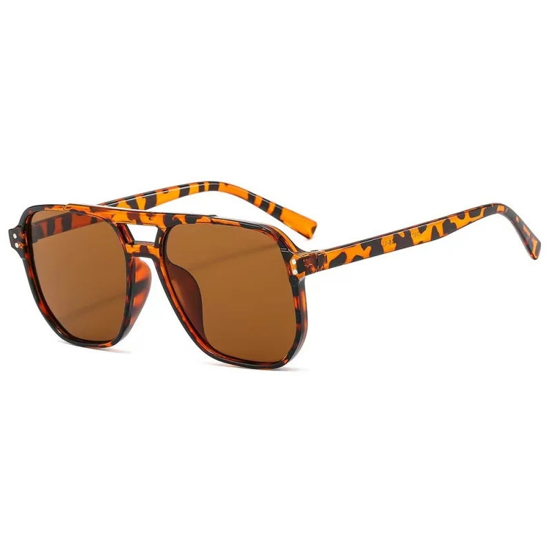 Classic Oversized Pilot Sunglasses Women Vintage Double Bridge Big Sun Shades Glasses Unisex Yellow Driving Eyewear UV400 Shades