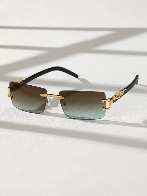 1 Pc Fashionable Trendy Frameless Rectangular Personalized Sunglasses