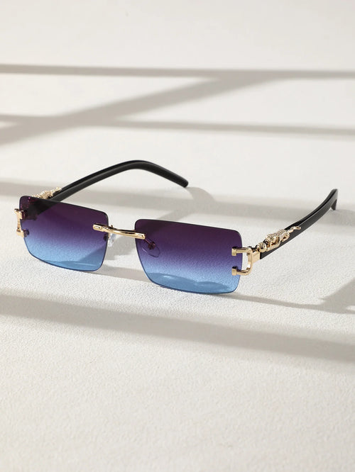 1 Pc Fashionable Trendy Frameless Rectangular Personalized Sunglasses
