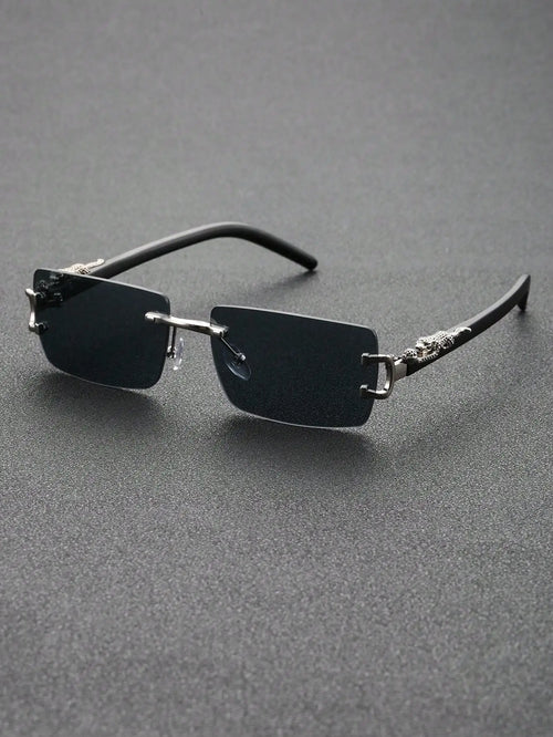 1 Pc Fashionable Trendy Frameless Rectangular Personalized Sunglasses