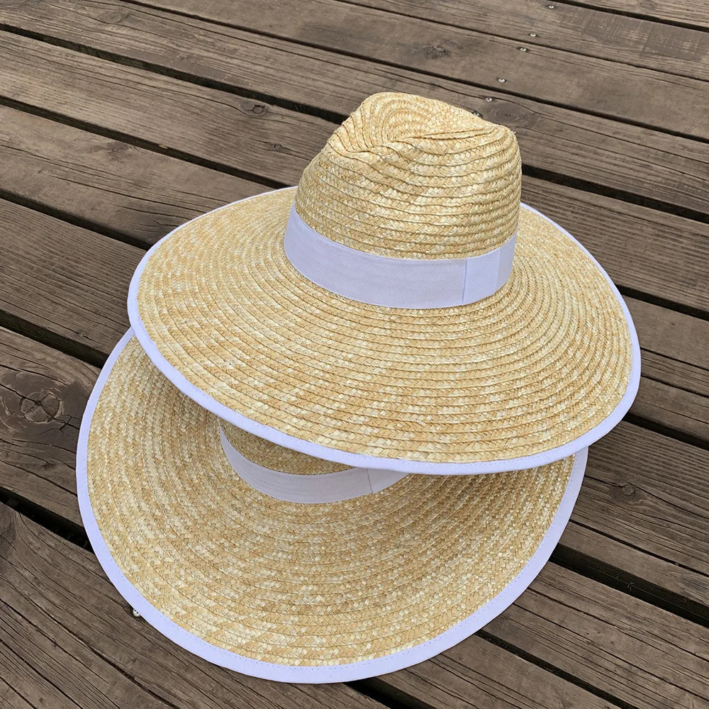 2023 New Natural Straw Panama Hats Handmade Wide Brim Summer Hats UV Woven Sun Hat Boho Style Beach Hat Tropical Gift Idea Her