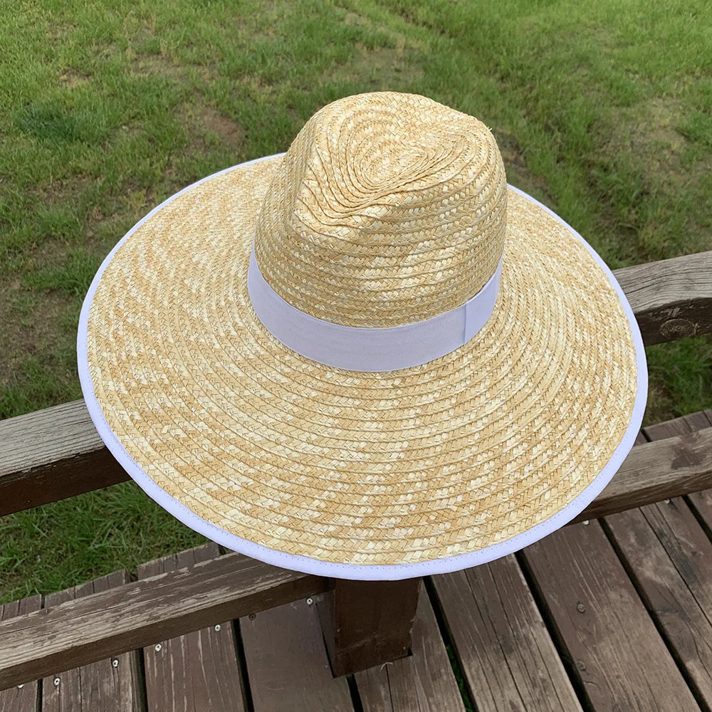 2023 New Natural Straw Panama Hats Handmade Wide Brim Summer Hats UV Woven Sun Hat Boho Style Beach Hat Tropical Gift Idea Her