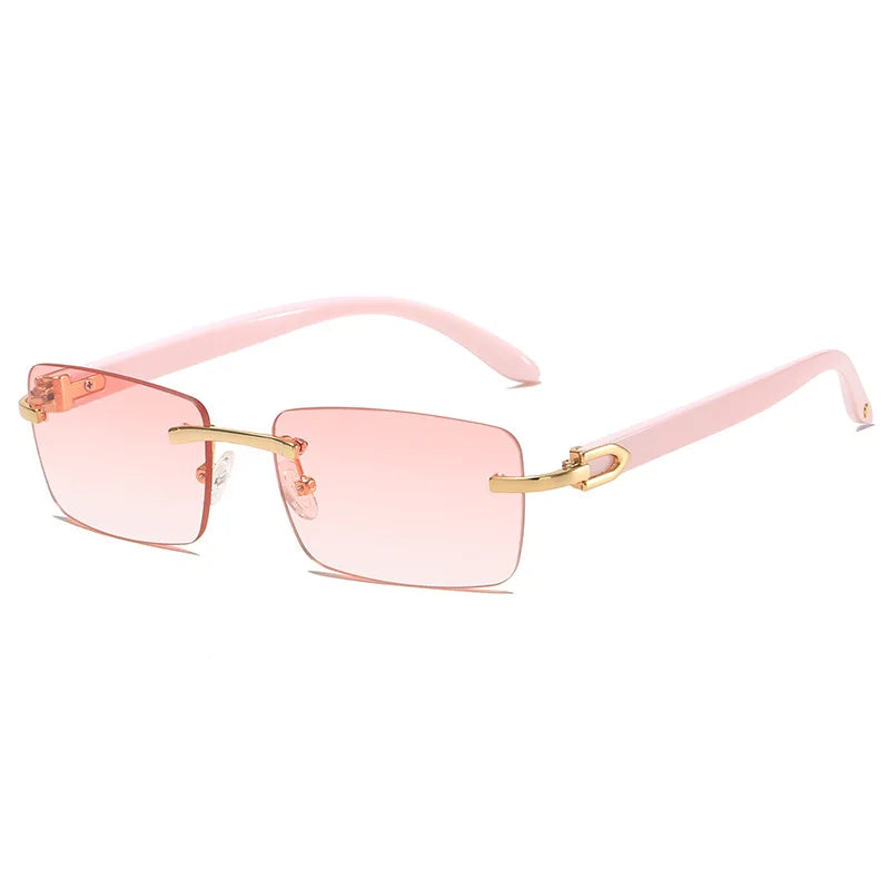 2024 New square rimless sunglasses Fashion cut edge men's glasses Jelly coloured women's sunglasses Fashion clothing Street beat