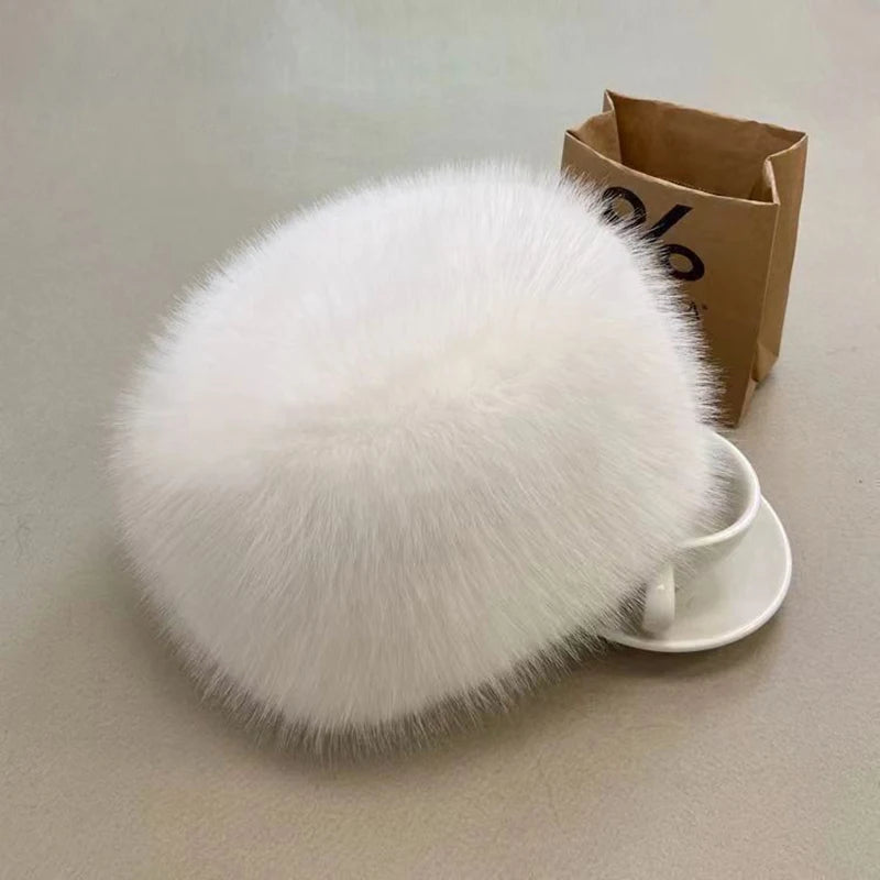 2024 New Fashion Women Winter Hat bucket hat Faux Fur Plush Russian Hat Warm Trooper Trapper Cap Beanies