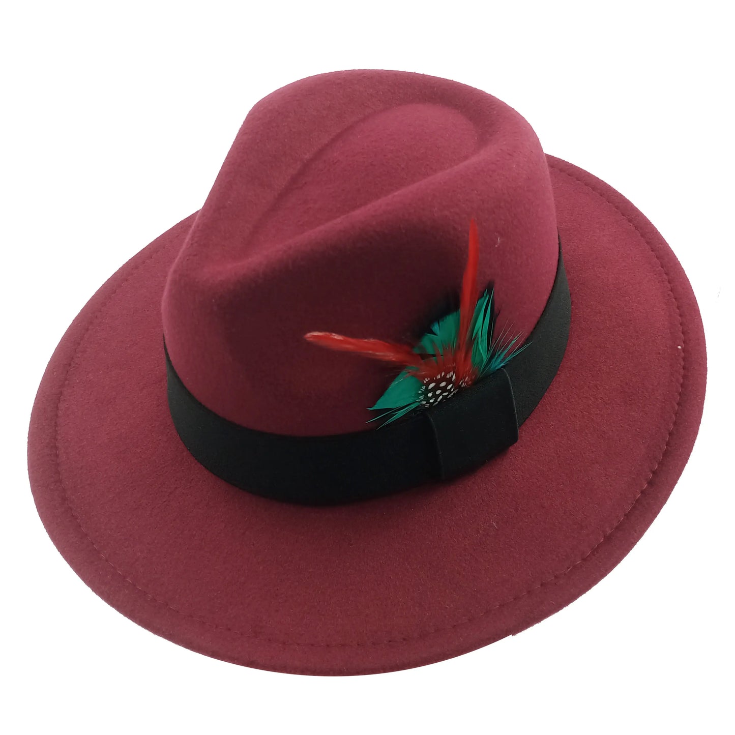 Red Feather Fedoras Men Hat Spring Autumn Jazz Hats Fashion Men's And Women's Drop Type Church Panama Hat Wide Brim Wholesale