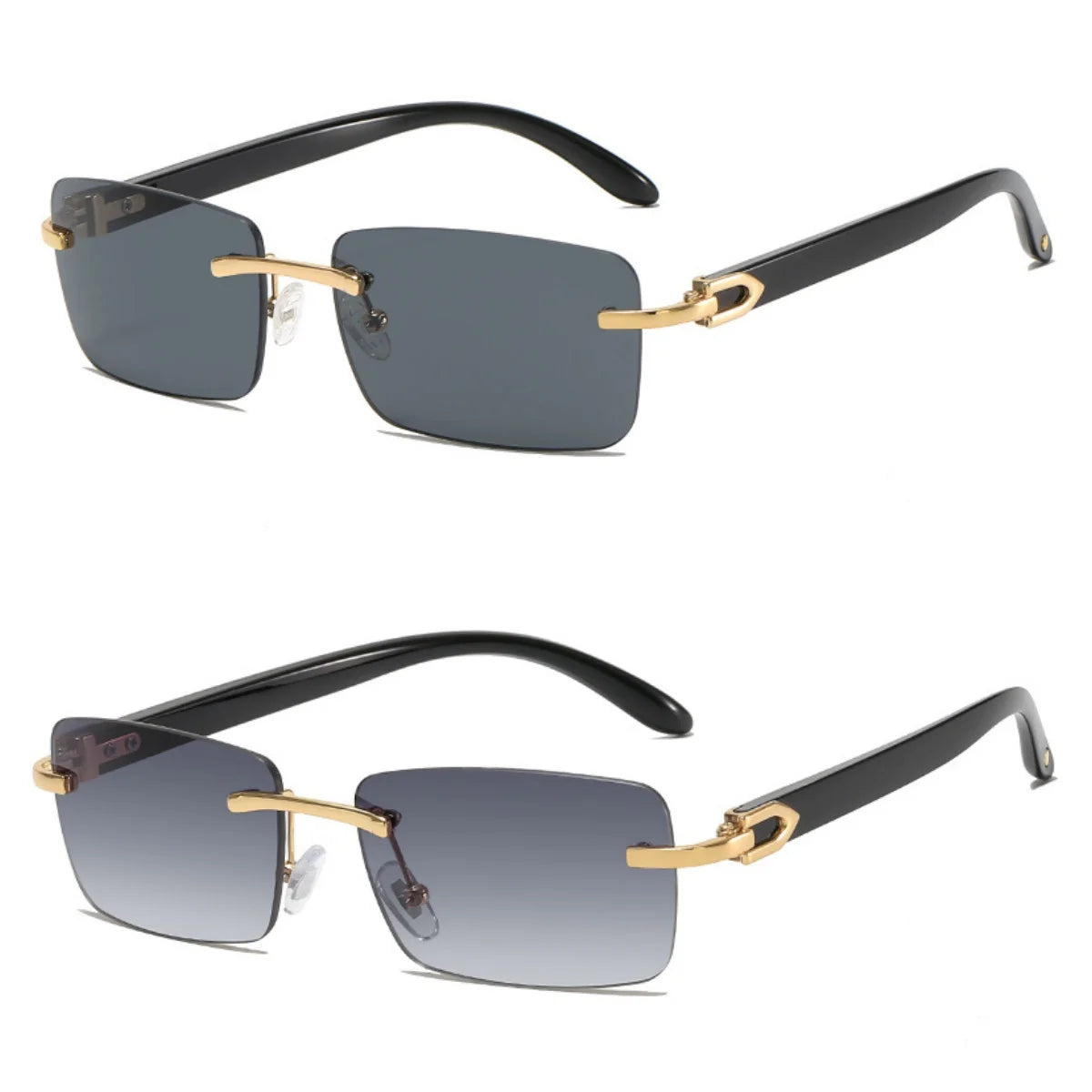 2024 New square rimless sunglasses Fashion cut edge men's glasses Jelly coloured women's sunglasses Fashion clothing Street beat