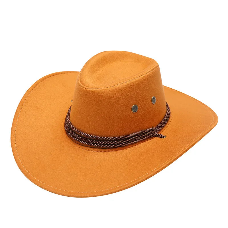 Wholesale price cowboy hat imitation leather cracked men and women rider hat кепка мужская fedora hat Panama rope accessories