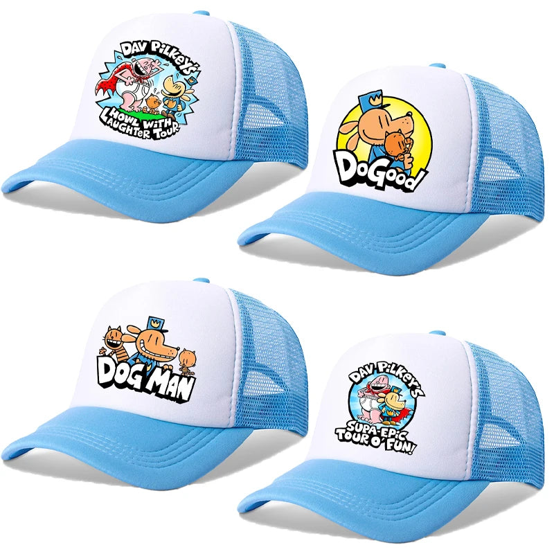 Dog Man Boys Girls Baseball Caps Child Sports Breathable Mesh Hat Cute Cartoon Anime Student Sunbonnet New Kids Birthday Gifts