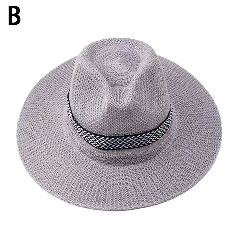 Men's Summer Straw Hat Beach Large Brim Panama Anti-UV Sun Hat Outdoor Golf Fishing Cap Panama Jack Men's Straw Safari Hat