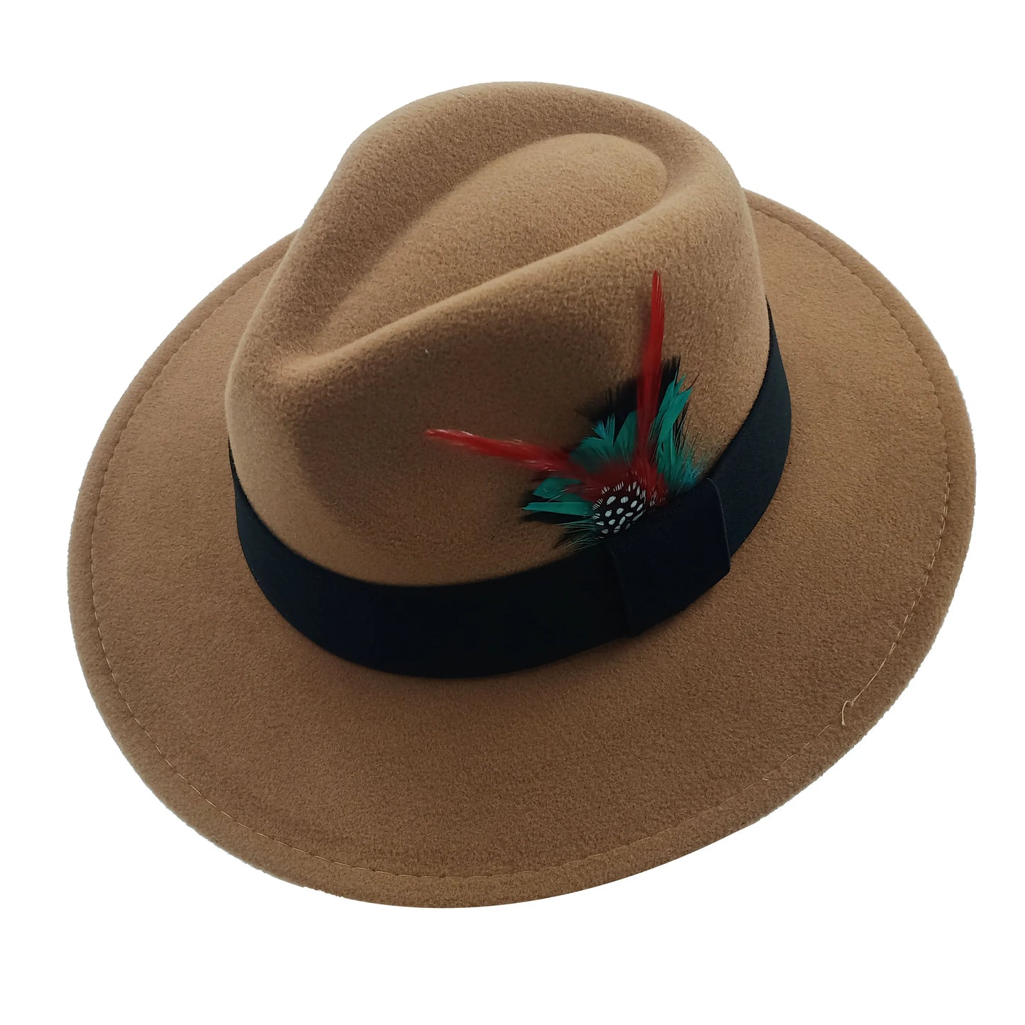 Red Feather Fedoras Men Hat Spring Autumn Jazz Hats Fashion Men's And Women's Drop Type Church Panama Hat Wide Brim Wholesale