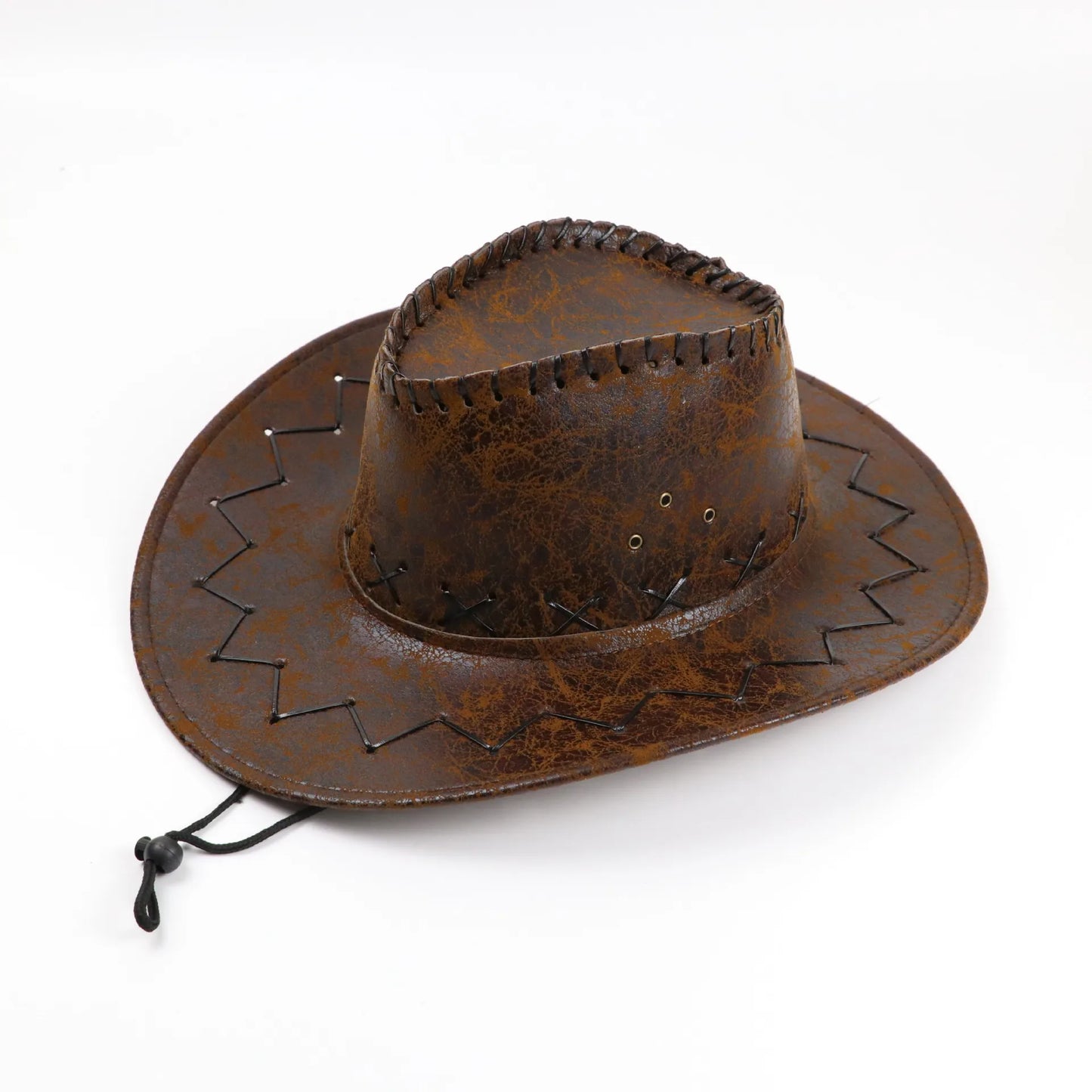 Wholesale price cowboy hat imitation leather cracked men and women rider hat кепка мужская fedora hat Panama rope accessories