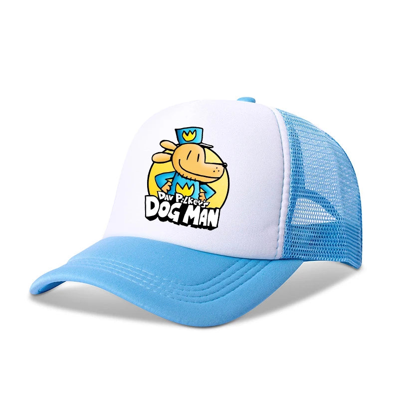 Dog Man Boys Girls Baseball Caps Child Sports Breathable Mesh Hat Cute Cartoon Anime Student Sunbonnet New Kids Birthday Gifts