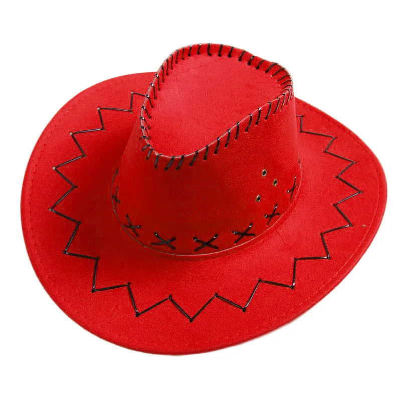 Wholesale price cowboy hat imitation leather cracked men and women rider hat кепка мужская fedora hat Panama rope accessories