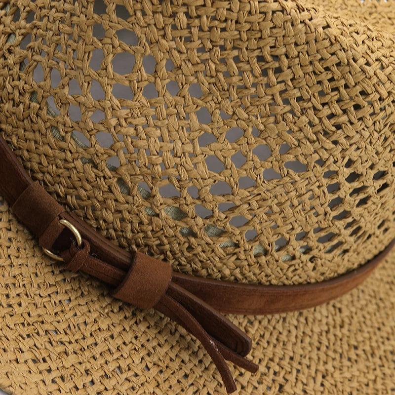 Hollow Men Raffia straw hat Straw Cowboy Hats Western Beach Felt Sun hats Party Cap for Girl Women summer jazz straw hat