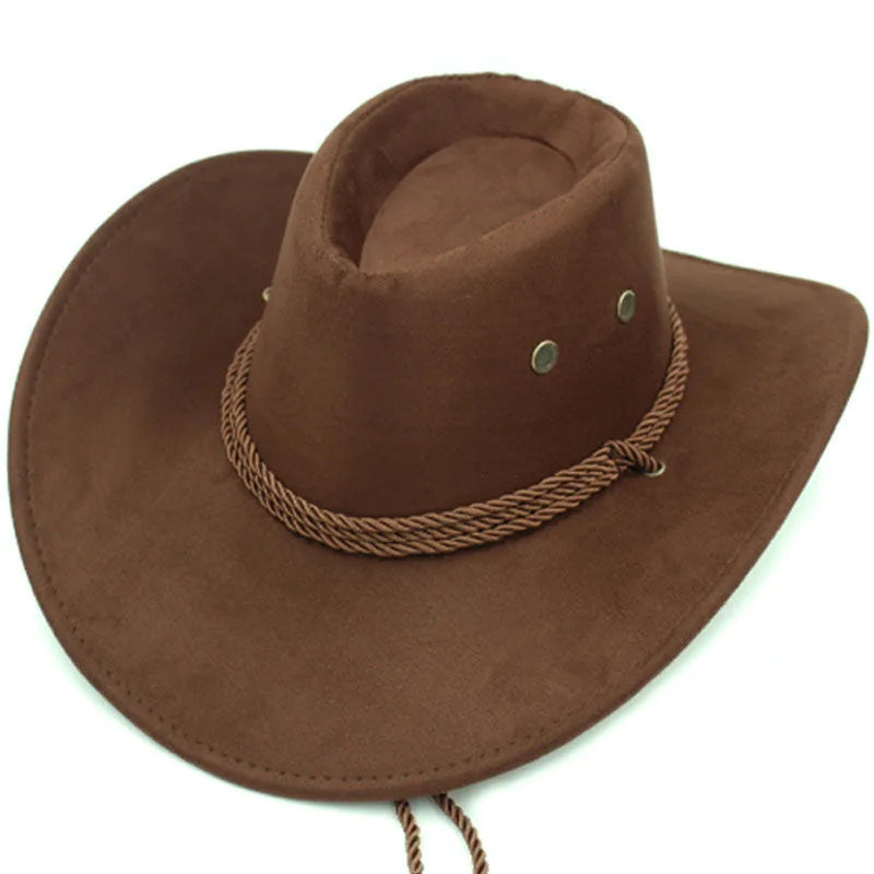 Wholesale price cowboy hat imitation leather cracked men and women rider hat кепка мужская fedora hat Panama rope accessories