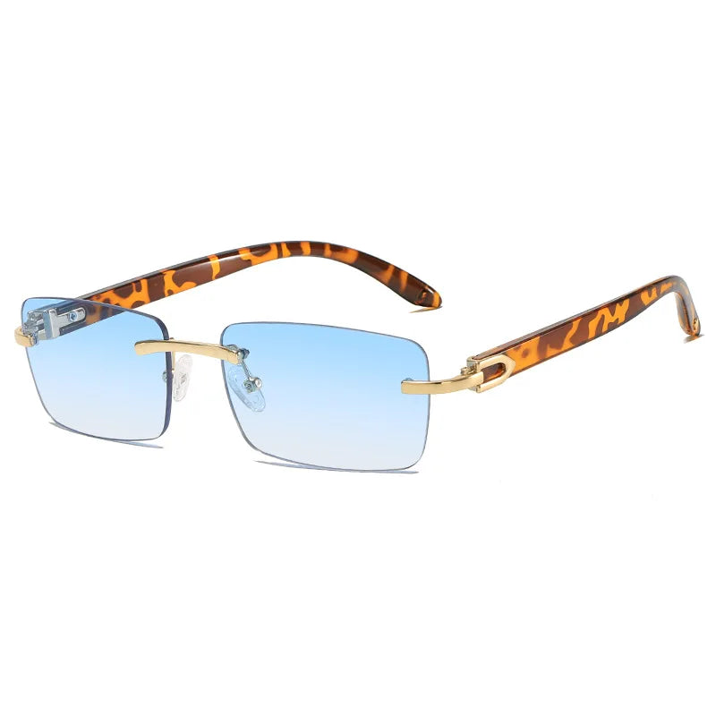2024 New square rimless sunglasses Fashion cut edge men's glasses Jelly coloured women's sunglasses Fashion clothing Street beat