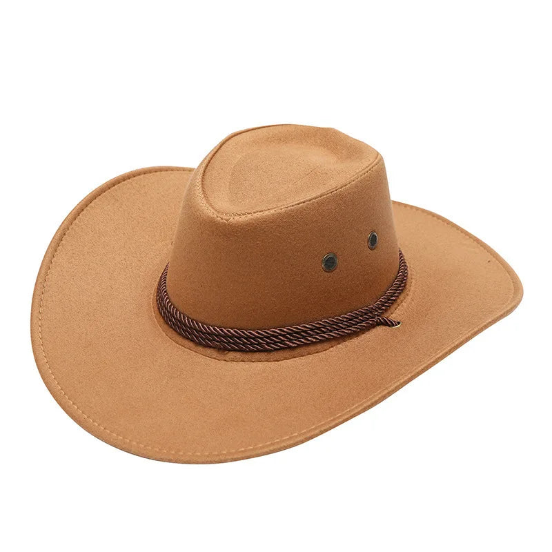 Wholesale price cowboy hat imitation leather cracked men and women rider hat кепка мужская fedora hat Panama rope accessories