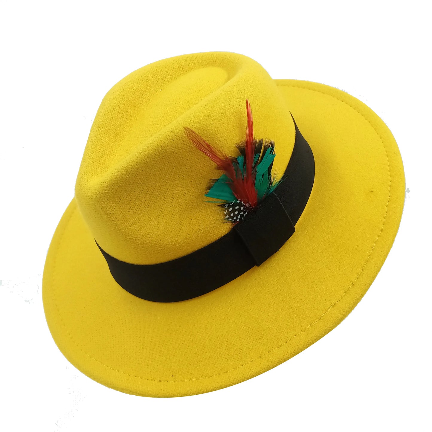 Red Feather Fedoras Men Hat Spring Autumn Jazz Hats Fashion Men's And Women's Drop Type Church Panama Hat Wide Brim Wholesale