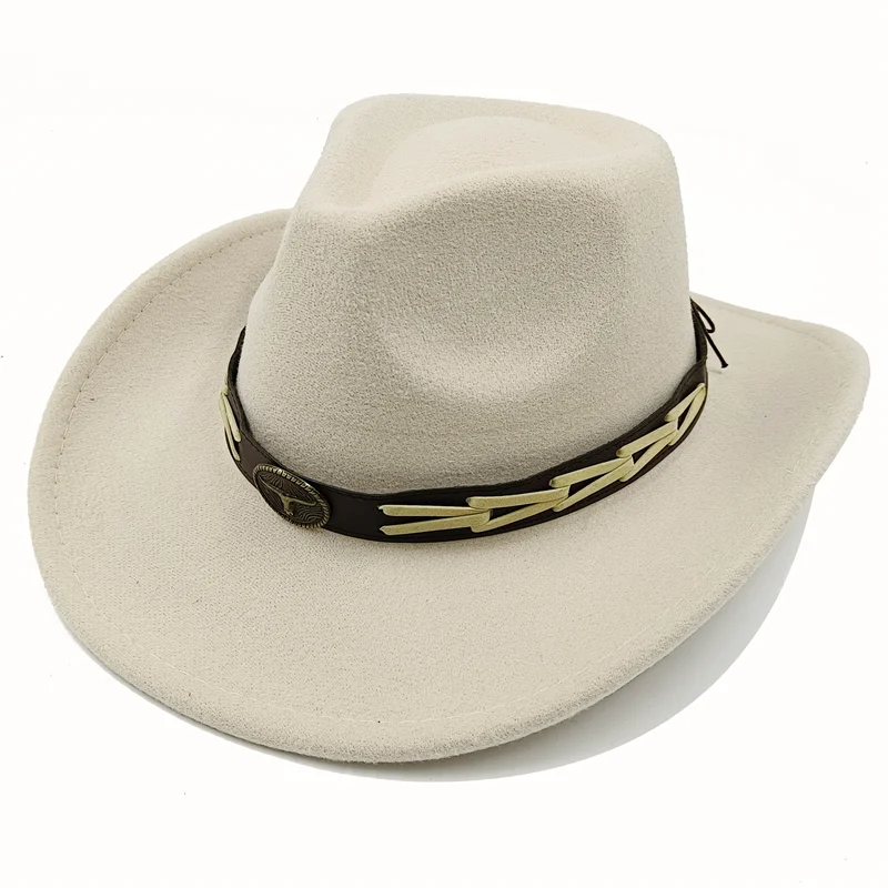 Wholesale price cowboy hat imitation leather cracked men and women rider hat кепка мужская fedora hat Panama rope accessories