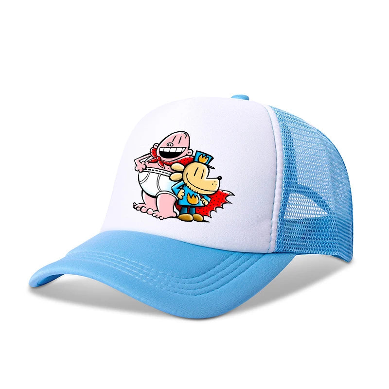 Dog Man Boys Girls Baseball Caps Child Sports Breathable Mesh Hat Cute Cartoon Anime Student Sunbonnet New Kids Birthday Gifts