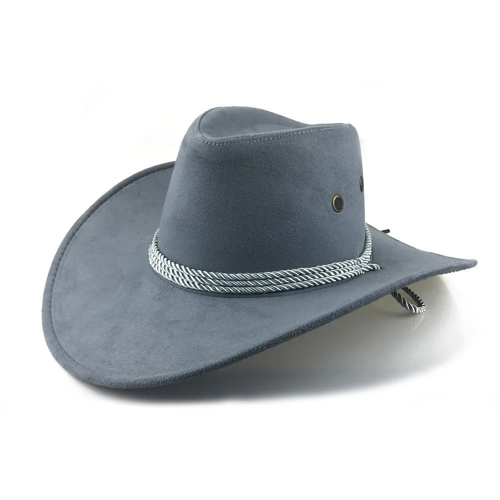 Wholesale price cowboy hat imitation leather cracked men and women rider hat кепка мужская fedora hat Panama rope accessories