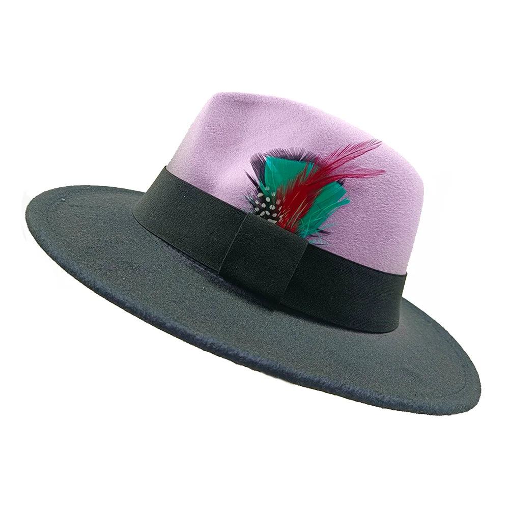 Red Feather Fedoras Men Hat Spring Autumn Jazz Hats Fashion Men's And Women's Drop Type Church Panama Hat Wide Brim Wholesale