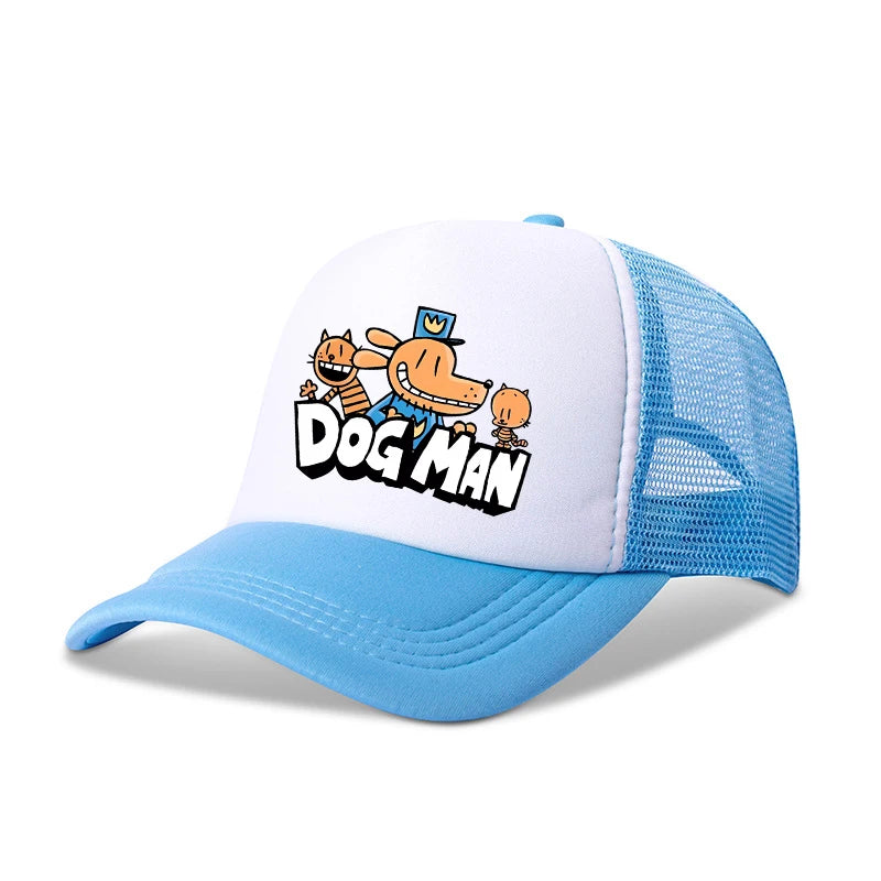 Dog Man Boys Girls Baseball Caps Child Sports Breathable Mesh Hat Cute Cartoon Anime Student Sunbonnet New Kids Birthday Gifts