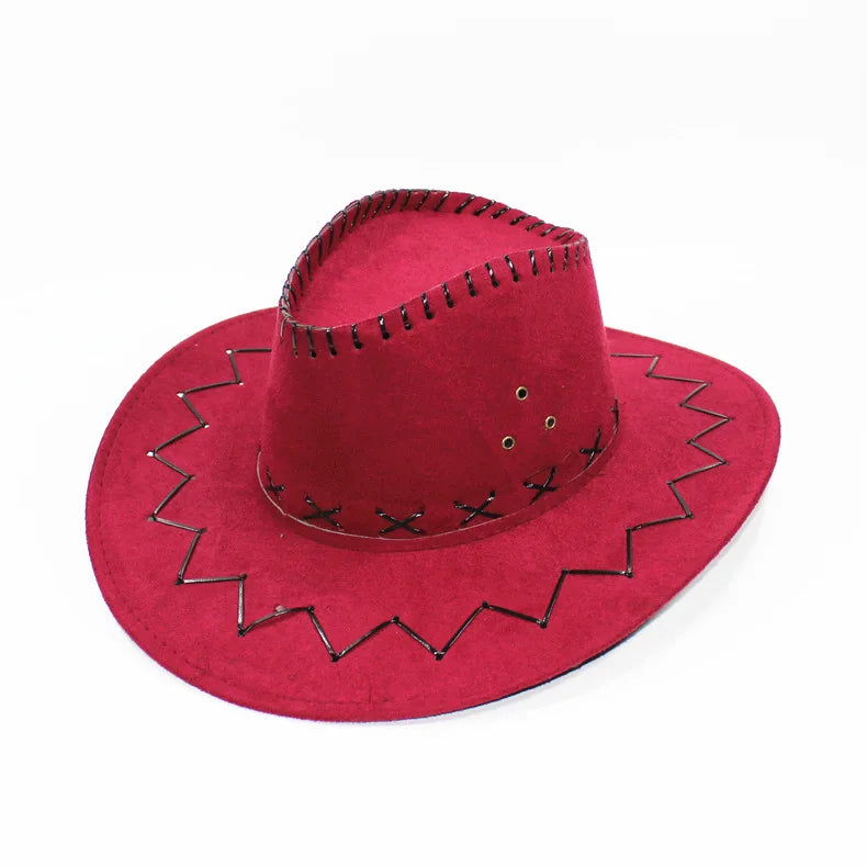 Wholesale price cowboy hat imitation leather cracked men and women rider hat кепка мужская fedora hat Panama rope accessories