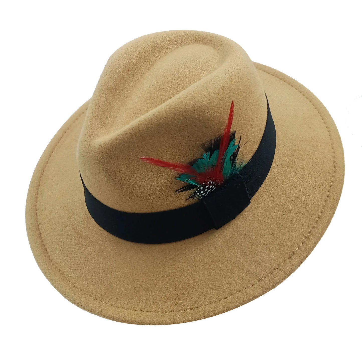 Red Feather Fedoras Men Hat Spring Autumn Jazz Hats Fashion Men's And Women's Drop Type Church Panama Hat Wide Brim Wholesale