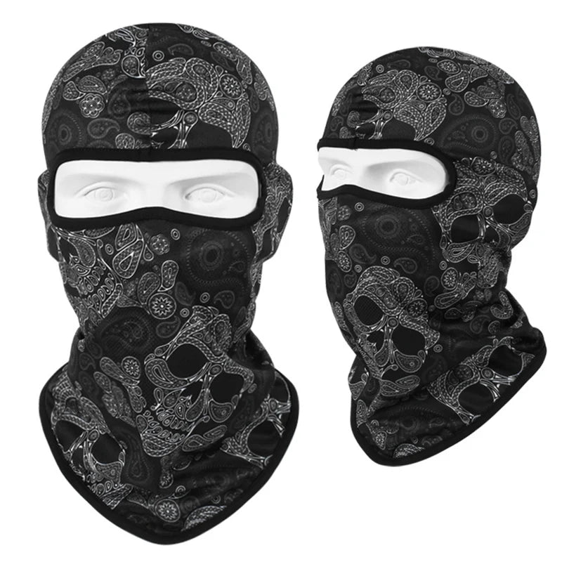 Skull Print Bandana Balaclava Full Face Cover Elastic Outdoor Fishing Hunting Hiking Cycling Neck Gaiter Head Warmer Face Shield