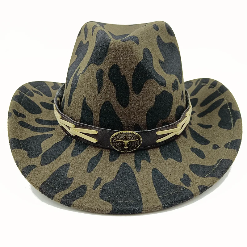 Wholesale price cowboy hat imitation leather cracked men and women rider hat кепка мужская fedora hat Panama rope accessories