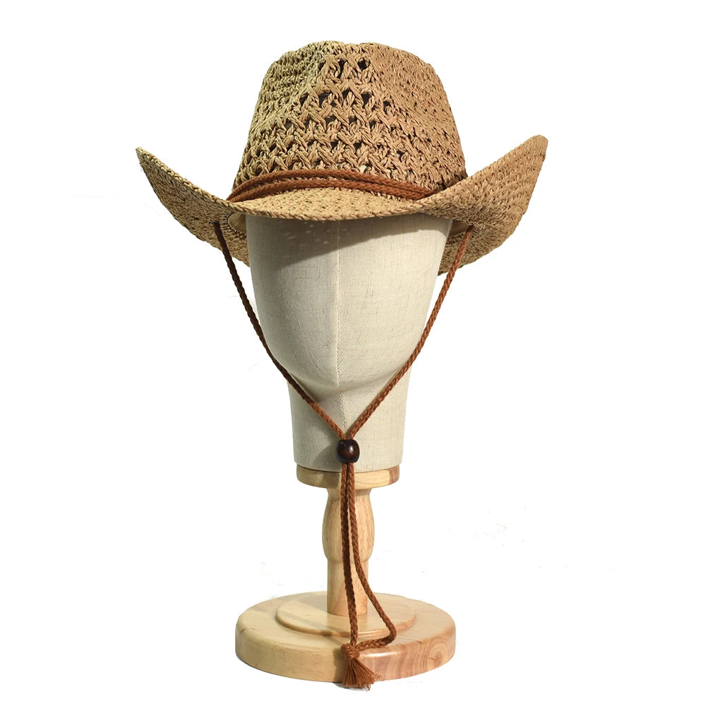 Panama Soft Handmade Cowboy Straw Hat Summer Men Women Outdoor Travel Beach Hats Unisex Solid Wide Brim Beach Sun Cap Fedora Hat