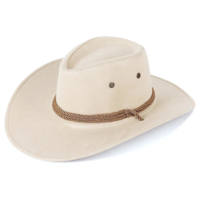 Wholesale price cowboy hat imitation leather cracked men and women rider hat кепка мужская fedora hat Panama rope accessories