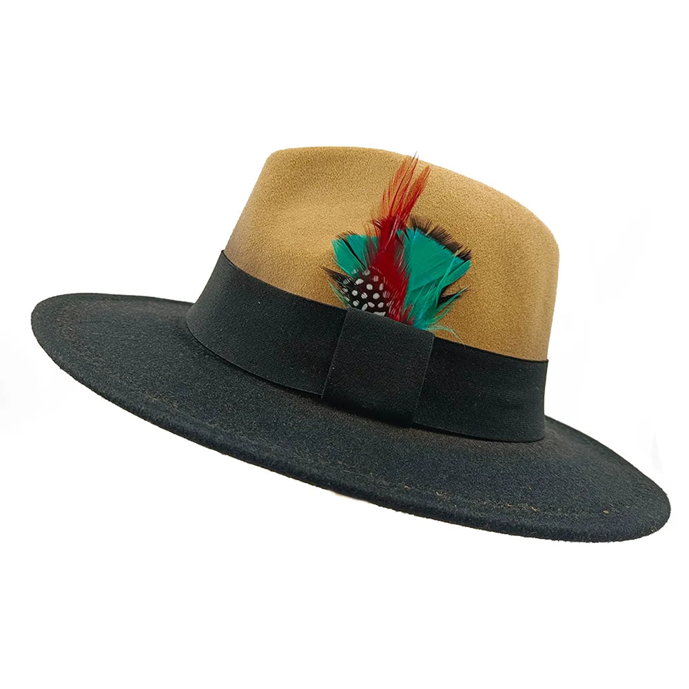 Red Feather Fedoras Men Hat Spring Autumn Jazz Hats Fashion Men's And Women's Drop Type Church Panama Hat Wide Brim Wholesale