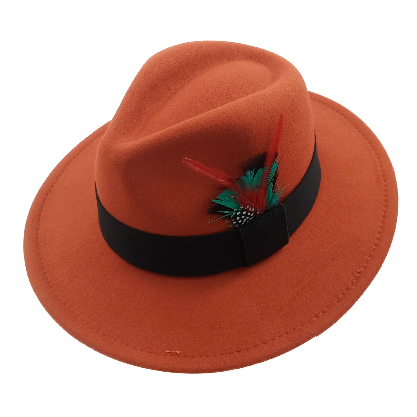 Red Feather Fedoras Men Hat Spring Autumn Jazz Hats Fashion Men's And Women's Drop Type Church Panama Hat Wide Brim Wholesale