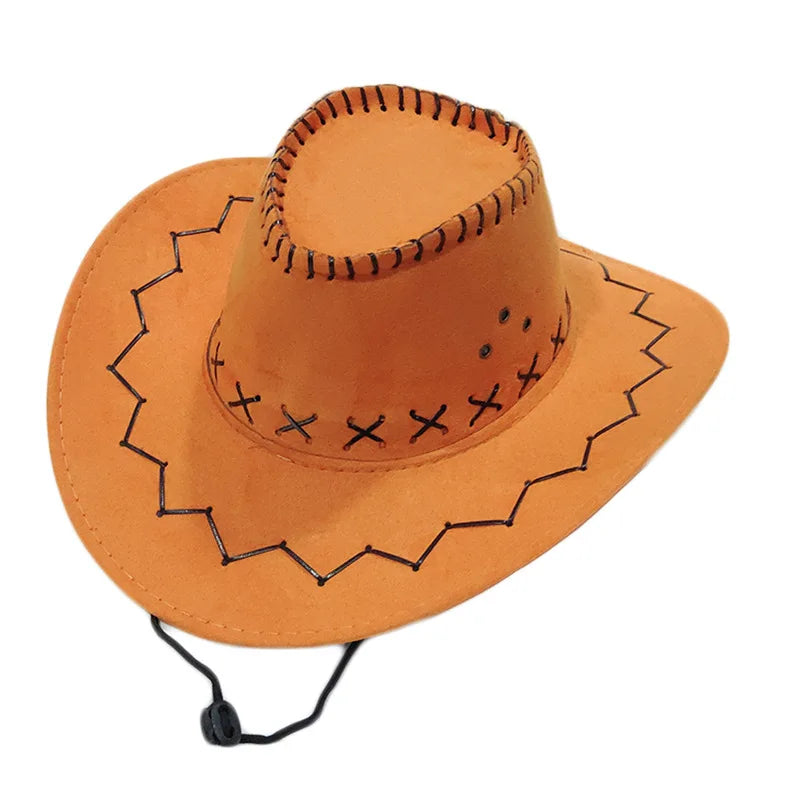 Wholesale price cowboy hat imitation leather cracked men and women rider hat кепка мужская fedora hat Panama rope accessories