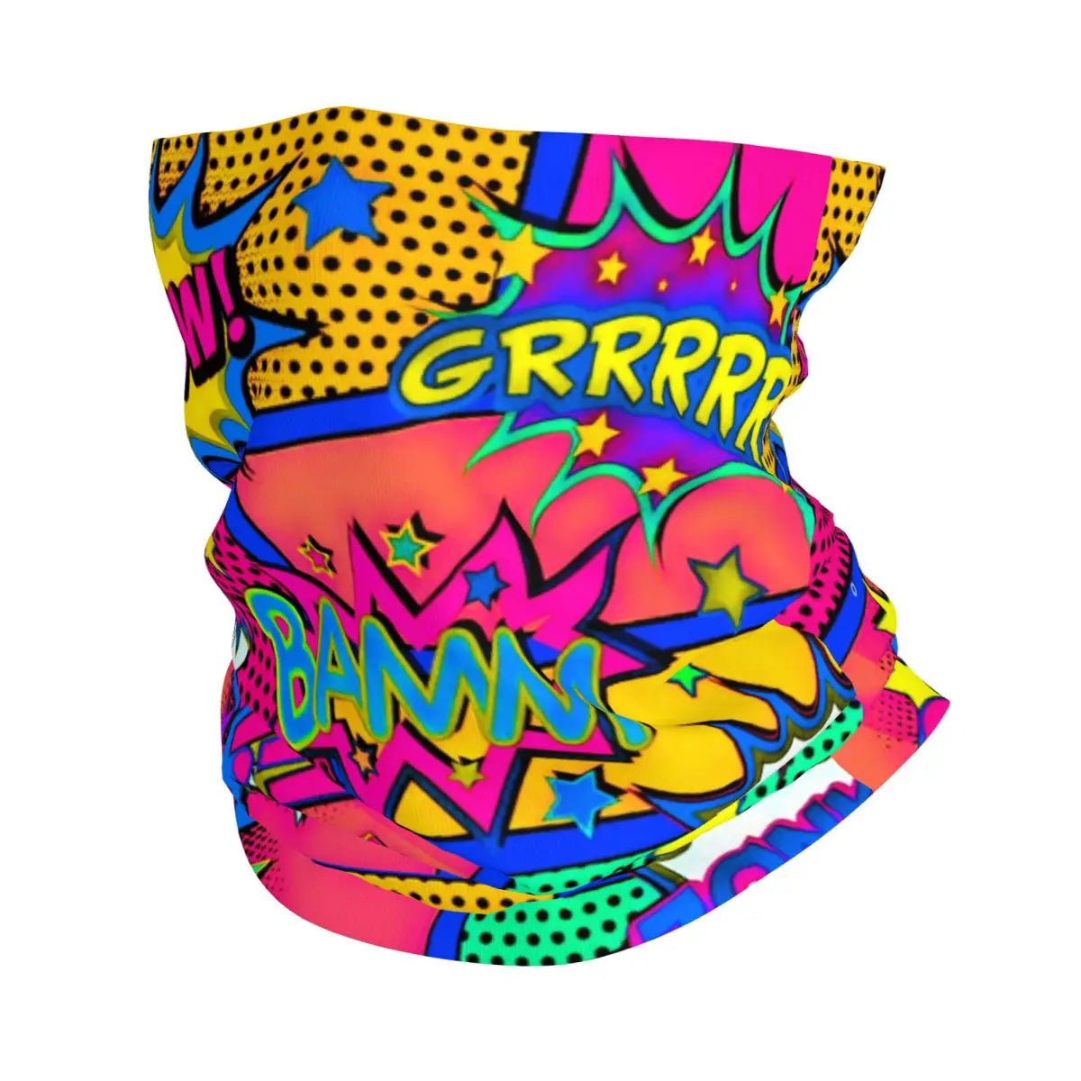 Superhero Cartoon Anime Bandana Neck Gaiter Windproof Face Scarf Cover Comic Pop Art Explosions Pattern Headband Tube Balaclava