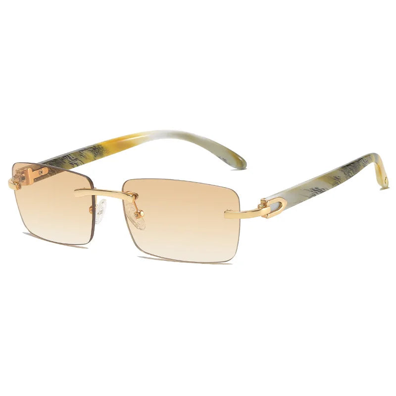 2024 New square rimless sunglasses Fashion cut edge men's glasses Jelly coloured women's sunglasses Fashion clothing Street beat