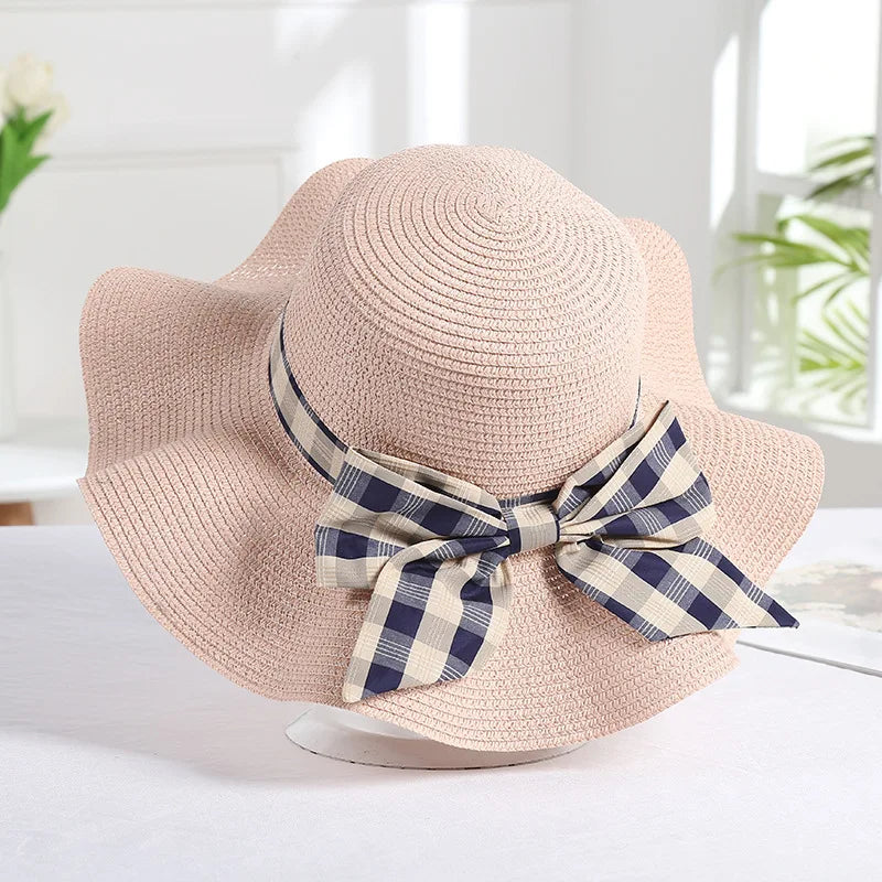 Panama Women's Spring/Summer Bow Sun Protection Straw Hat Fashion Big Eaf Beach Hat Cap H227