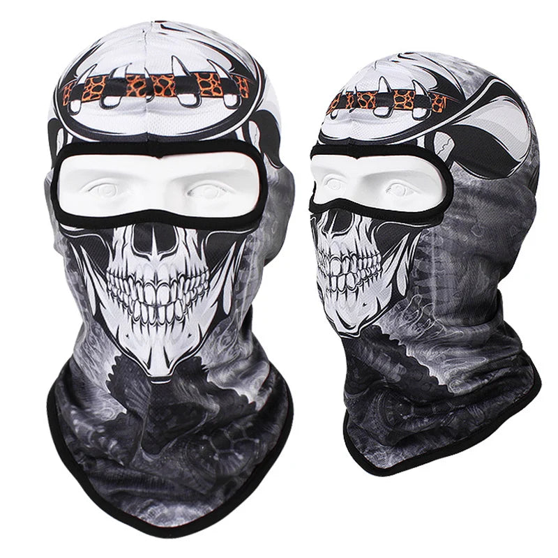 Skull Print Bandana Balaclava Full Face Cover Elastic Outdoor Fishing Hunting Hiking Cycling Neck Gaiter Head Warmer Face Shield