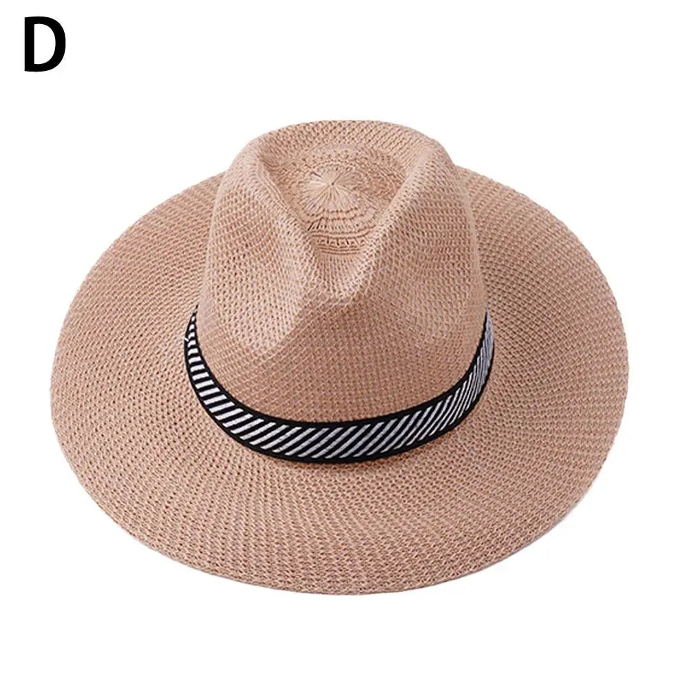 Men's Summer Straw Hat Beach Large Brim Panama Anti-UV Sun Hat Outdoor Golf Fishing Cap Panama Jack Men's Straw Safari Hat