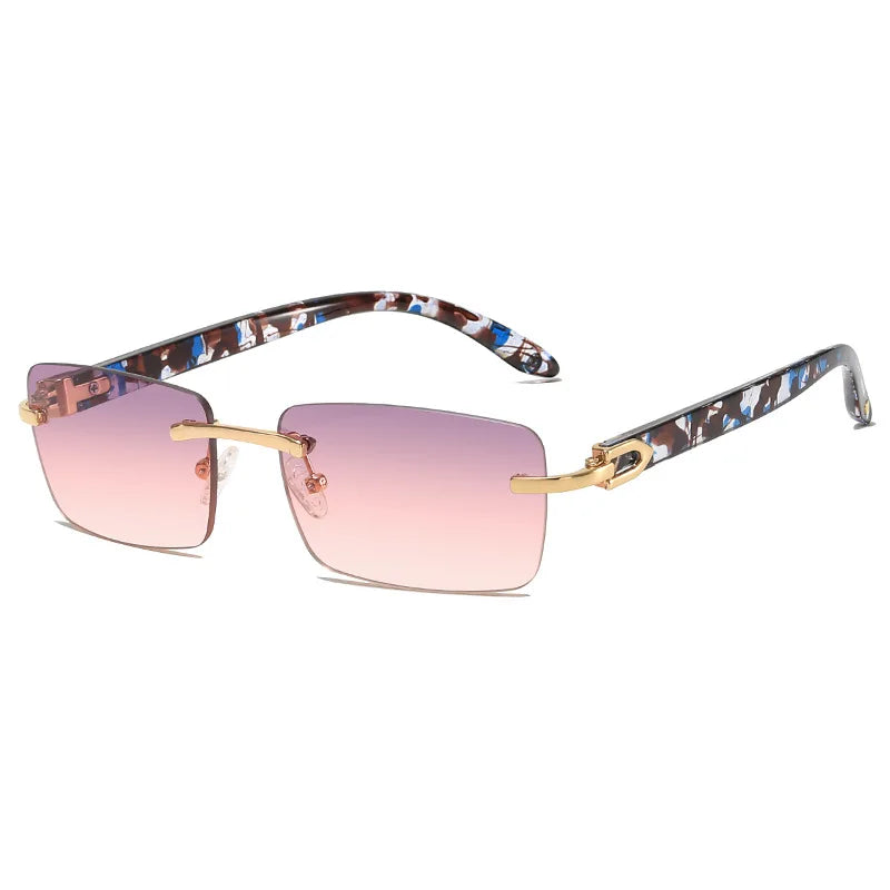 2024 New square rimless sunglasses Fashion cut edge men's glasses Jelly coloured women's sunglasses Fashion clothing Street beat