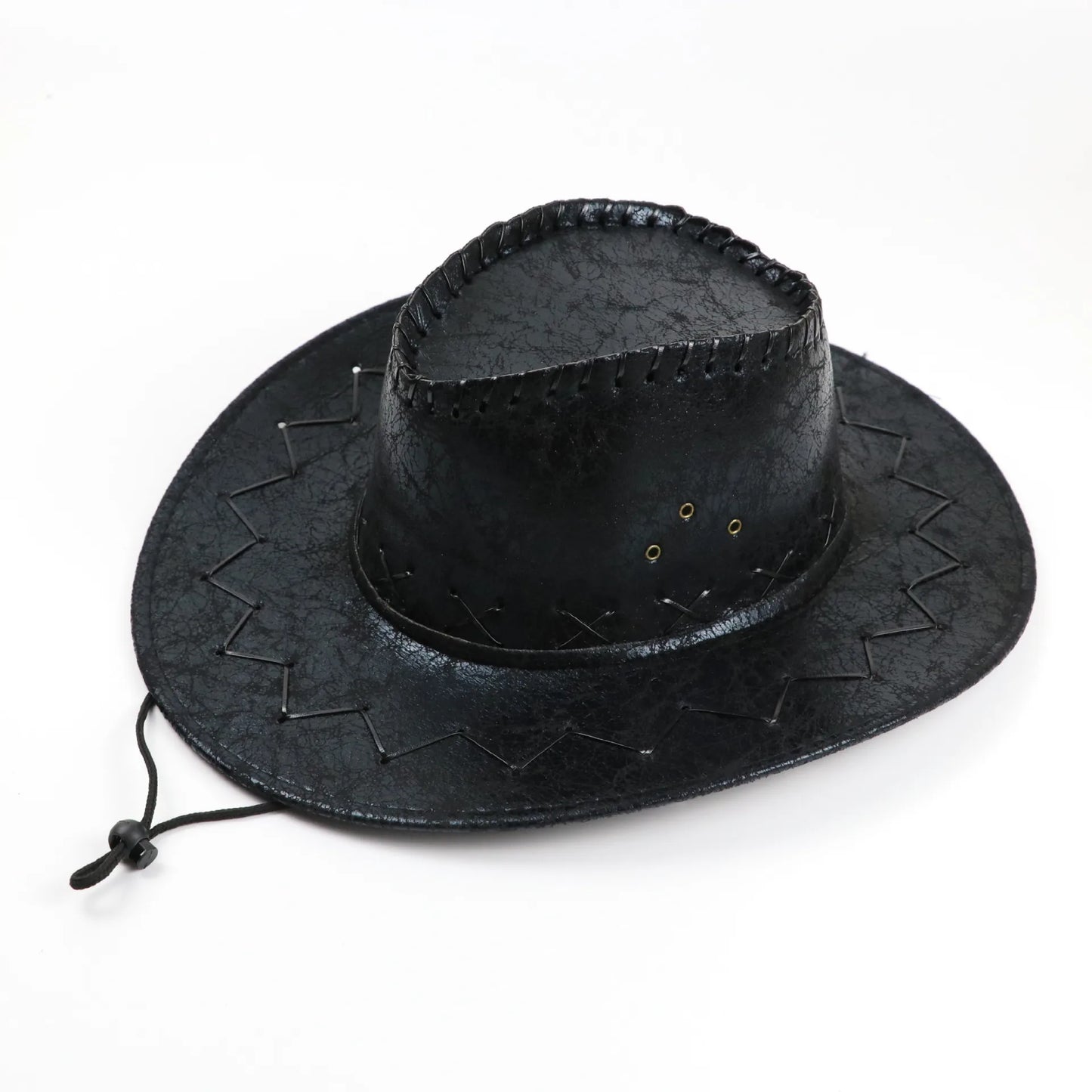 Wholesale price cowboy hat imitation leather cracked men and women rider hat кепка мужская fedora hat Panama rope accessories