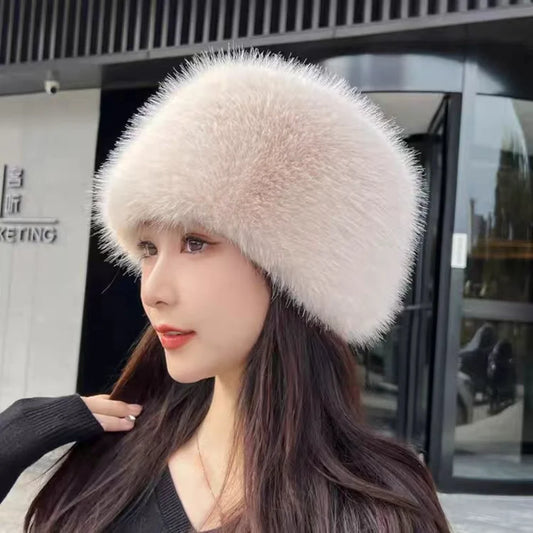 2024 New Fashion Women Winter Hat bucket hat Faux Fur Plush Russian Hat Warm Trooper Trapper Cap Beanies