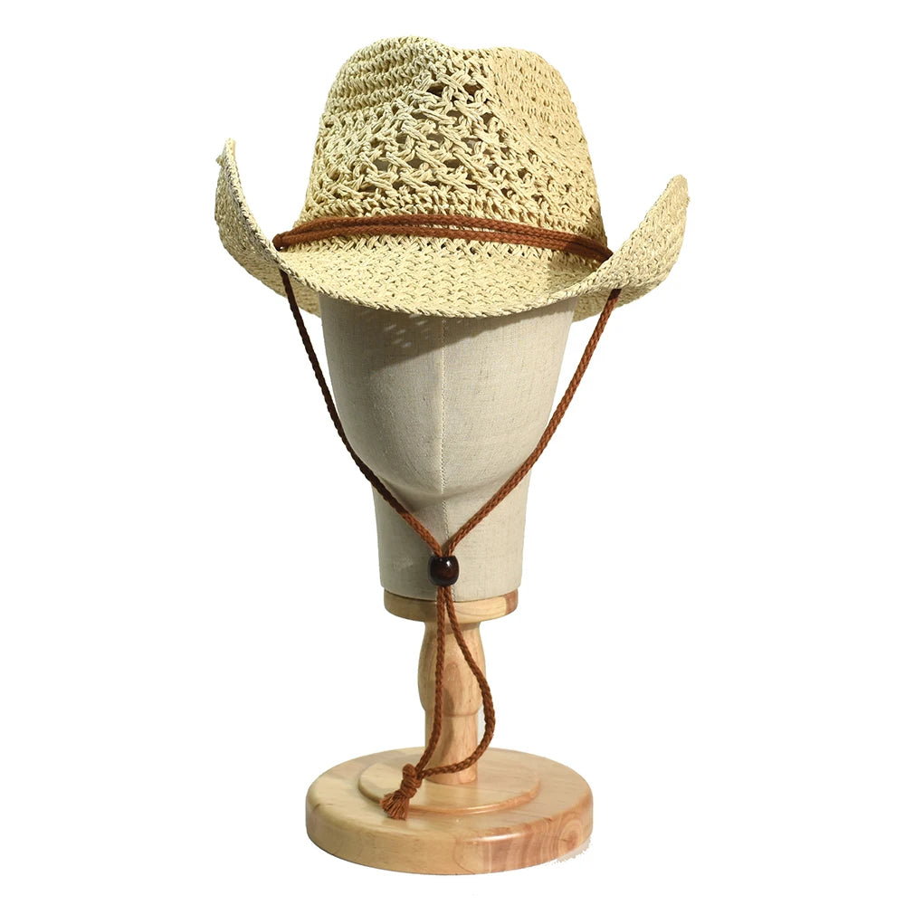 Panama Soft Handmade Cowboy Straw Hat Summer Men Women Outdoor Travel Beach Hats Unisex Solid Wide Brim Beach Sun Cap Fedora Hat