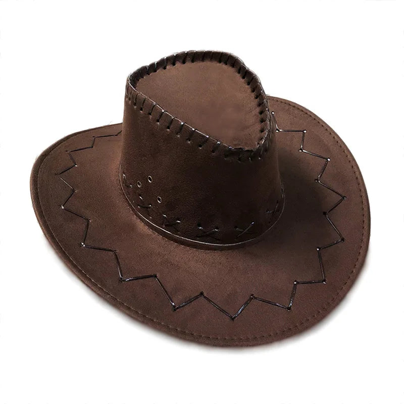 Wholesale price cowboy hat imitation leather cracked men and women rider hat кепка мужская fedora hat Panama rope accessories